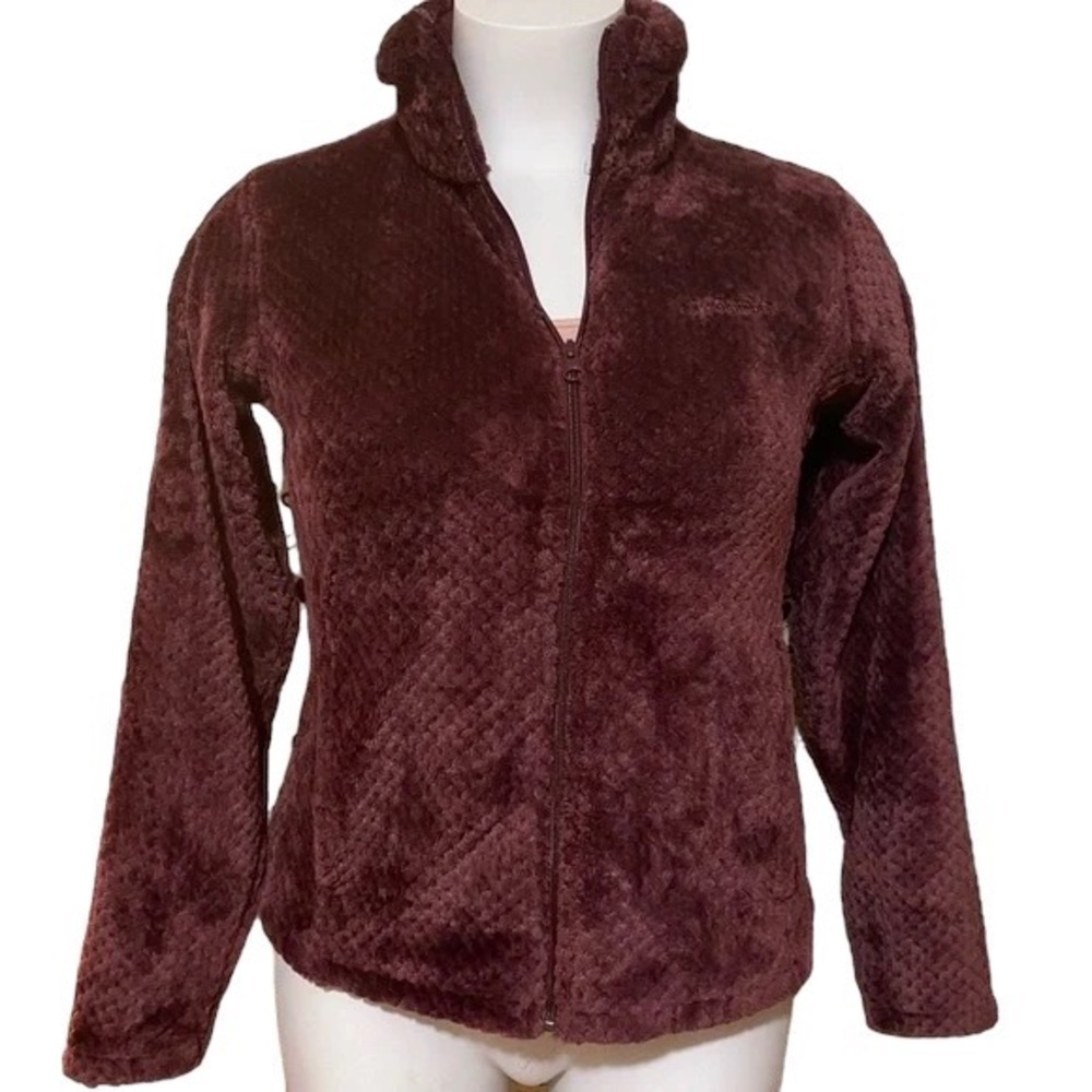 EUC Columbia Fireside Maroon Sherpa Fleece Sweater Size Large
